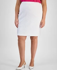 Kasper Plus Bonded-Lace Slim Skirt
