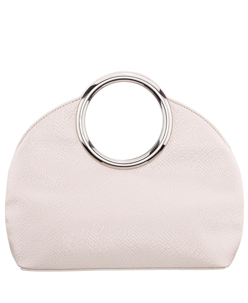 Nina Metal Handles Embossed Snake Hobo Bag