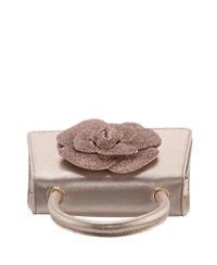 Nina Crystal Flower Embellished Metallic Satchel Bag