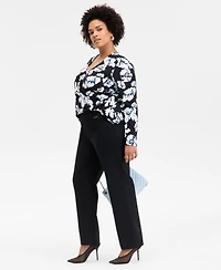I.n.c. International Concepts Plus Mid-Rise Pull-On Straight-Leg Pants