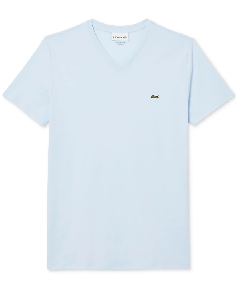 Men's Lacoste Classic V-Neck Soft Pima Cotton Tee Shirt - T01
