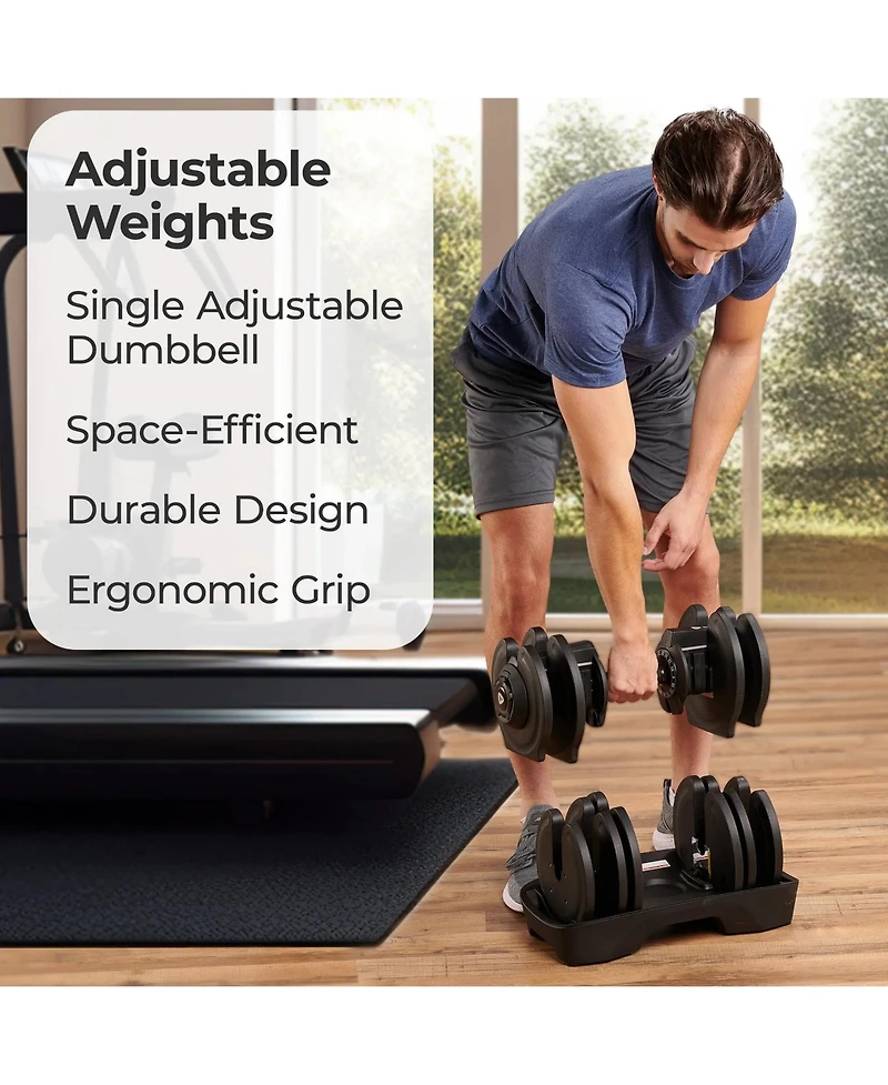 LifePro Single Adjustable Dumbbell – 4lb to 90lb Weight Range, Compact Design for Home Gym, Versatile Fitness Equipment