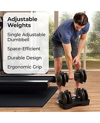 LifePro Single Adjustable Dumbbell – 4lb to 90lb Weight Range, Compact Design for Home Gym, Versatile Fitness Equipment