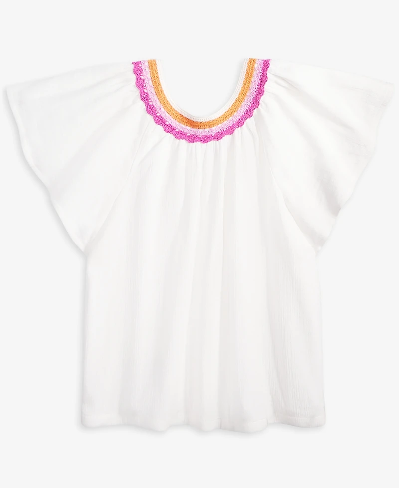 Epic Threads Big Girls Cotton Crochet-Trim Swing Top, Exclusively at Macy's