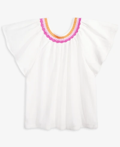 Epic Threads Big Girls Cotton Crochet-Trim Swing Top, Exclusively at Macy's