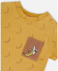Deux par Baby Boys Printed Cotton Top And Short Set Brown, Yellow, Bananas