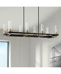 Possini Euro Design Gregory 39 1/4" Mid Century Modern Chandelier Ceiling Light Fixture Dining Room Over Table Kitchen Island 8-Light Black Gold