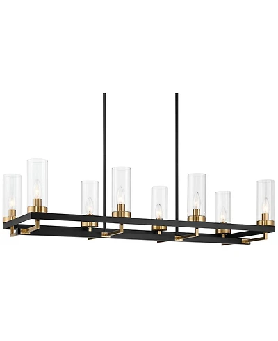 Possini Euro Design Gregory 39 1/4" Mid Century Modern Chandelier Ceiling Light Fixture Dining Room Over Table Kitchen Island 8-Light Black Gold