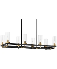Possini Euro Design Gregory 39 1/4" Mid Century Modern Chandelier Ceiling Light Fixture Dining Room Over Table Kitchen Island 8-Light Black Gold