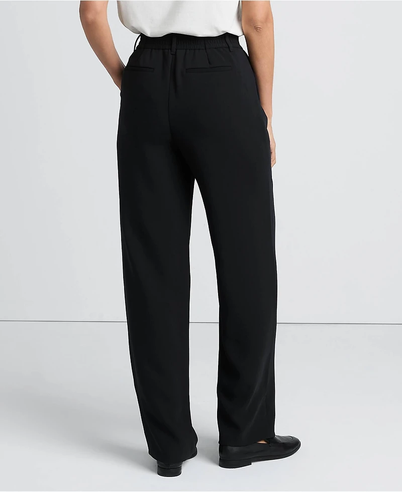 Lands' End Women's Crepe High Rise Pleated Wide Leg Pants