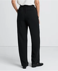Lands' End Women's Crepe High Rise Pleated Wide Leg Pants