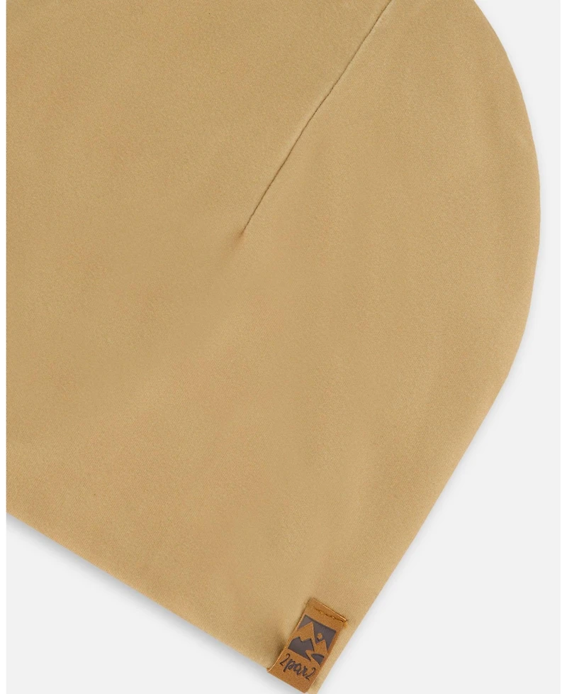 Deux par Deux Kids Unisex Solid Beanie Hat Beige - Toddler|Child