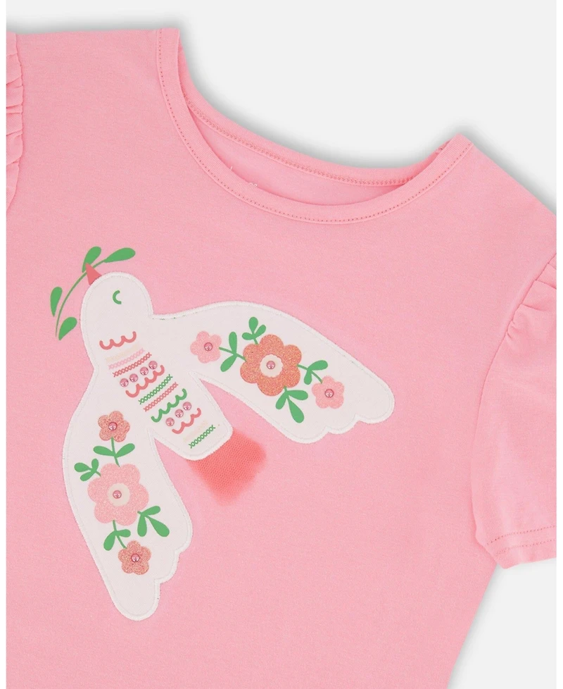 Deux par Deux Toddler Girls Organic Cotton Tee With Puff Sleeve Candy Pink - Toddler|Child
