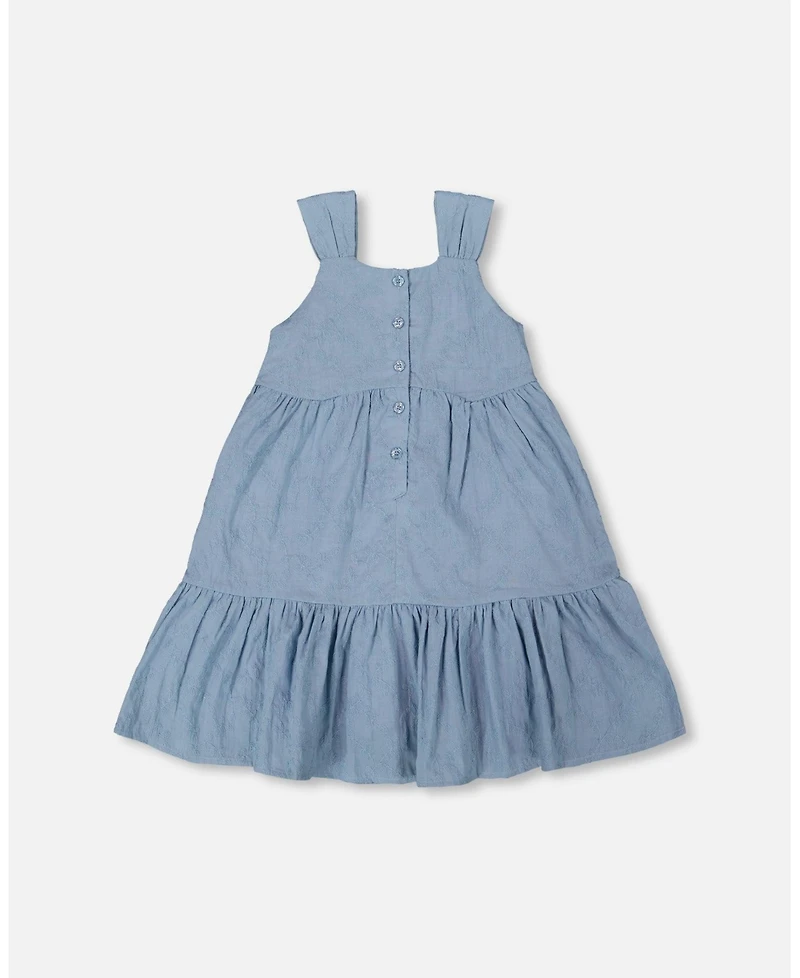 Deux par Deux Toddler Girls Multi-Tiered Eyelet Dress Gray Blue - Toddler|Child