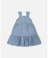 Deux par Deux Toddler Girls Multi-Tiered Eyelet Dress Gray Blue - Toddler|Child