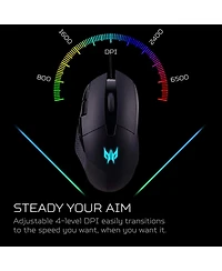 acer Predator Cestus 315 Gaming Mouse with PixArt Sensor, Adjustable Dpi & 8 Buttons Including Burst Fire