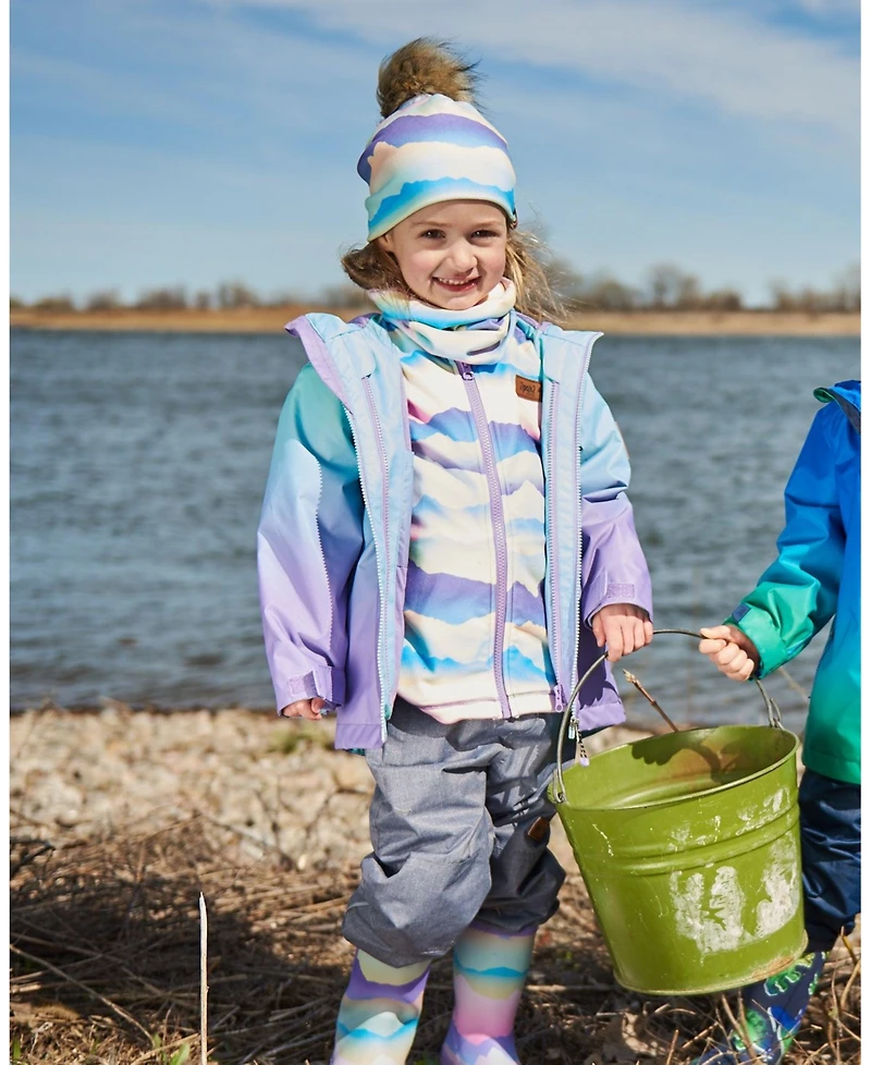 Deux par Deux Big Girls 3-In-1 Mid-Season Outerwear Set Turquoise And Mauve Gradient