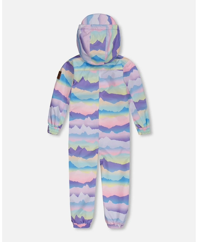Deux par Deux Kids Unisex Printed Mid-Season One-Piece Outerwear Mauve And Blue, Pink Mountain - Toddler|Child