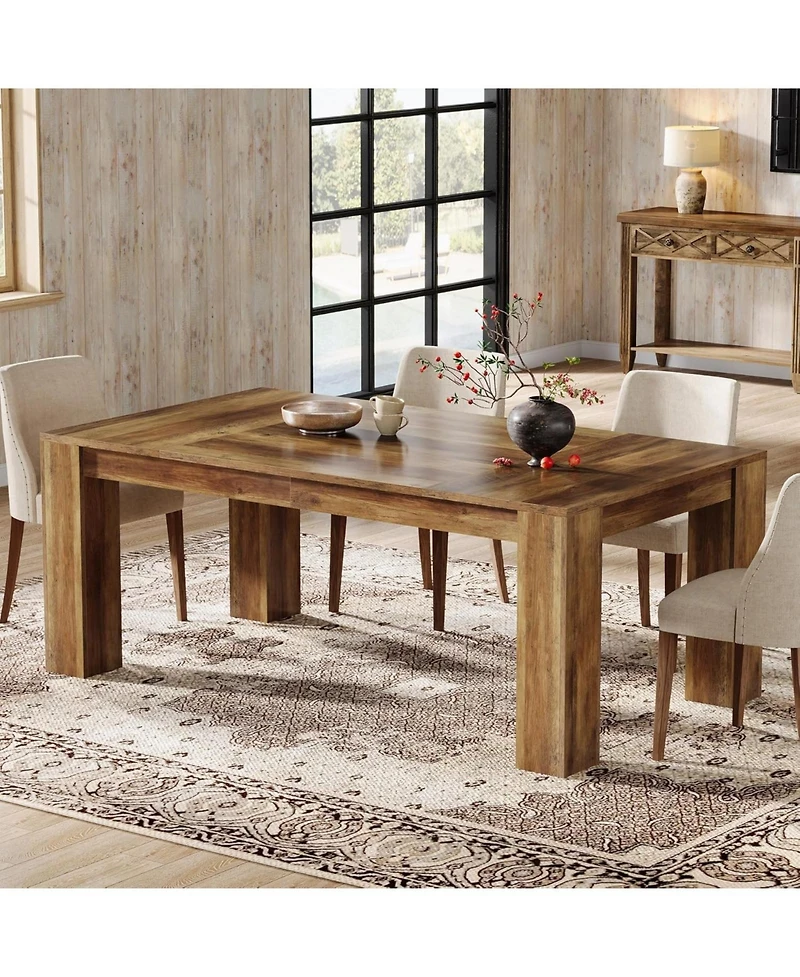 Tribesigns 63-Inch Dining Table for 4-6 People, Rectangular Kitchen Dinner Table, Farmhouse Wooden Eating Table for Home Kitchen, Dining Room