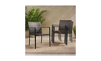 Set of 2 Stackable Outdoor Wicker Patio Dining Chairs for Garden, Balcony, or Deck