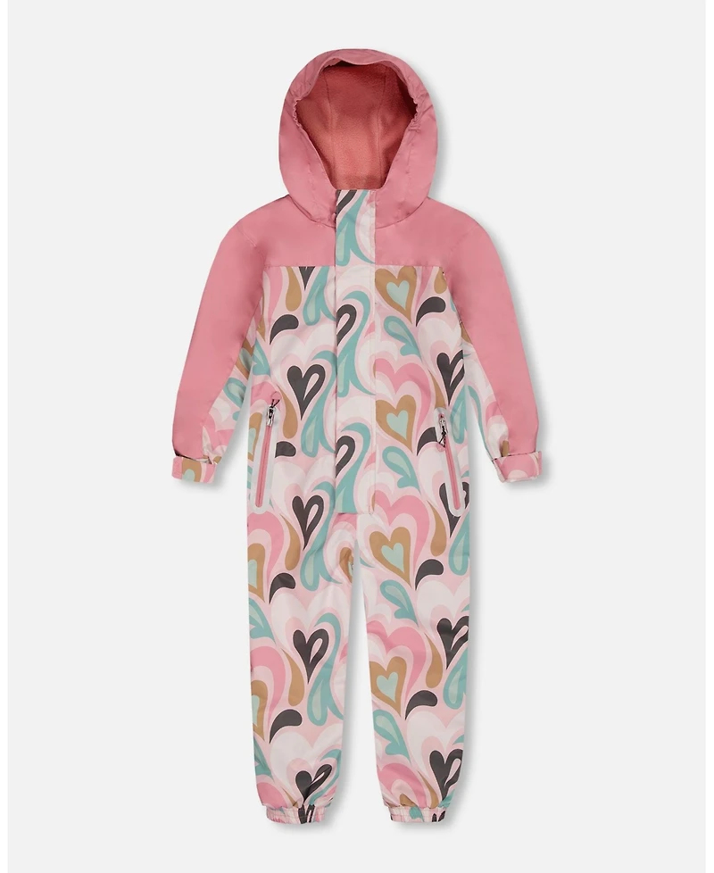 Deux par Kids Unisex Printed Mid-Season One-Piece Outerwear Light Pink With Hearts - Toddler|Child