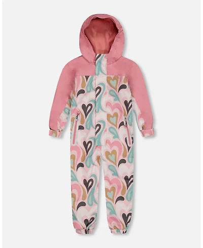 Deux par Kids Unisex Printed Mid-Season One-Piece Outerwear Light Pink With Hearts - Toddler|Child