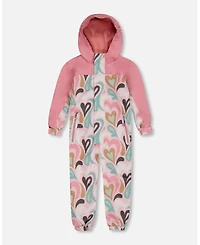 Deux par Kids Unisex Printed Mid-Season One-Piece Outerwear Light Pink With Hearts - Toddler|Child