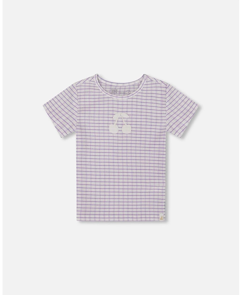 Deux par Deux Toddler Girls Crinkle Top With Applique White Checkered Lilac - Toddler|Child