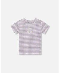 Deux par Deux Toddler Girls Crinkle Top With Applique White Checkered Lilac - Toddler|Child