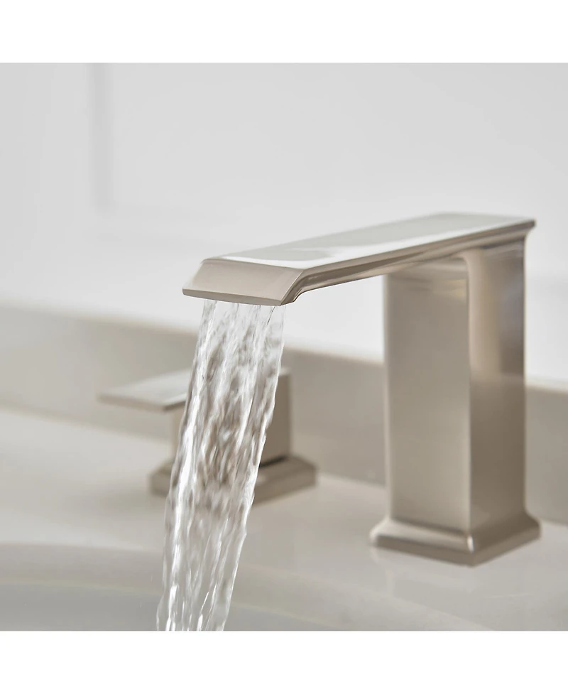 8 in. Waterfall Widespread 2-Handle Bathroom Faucet With Pop-up Drain Assembly