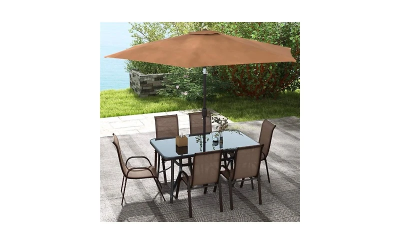 Outdoor Dining Table and Chair Set with Umbrella Complete Patio Furniture for 4-6 People