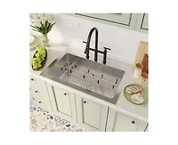 Casainc 33" L x 22" W Single Bowl Stainless Steel Topmount Kitchen Sink with Accessories