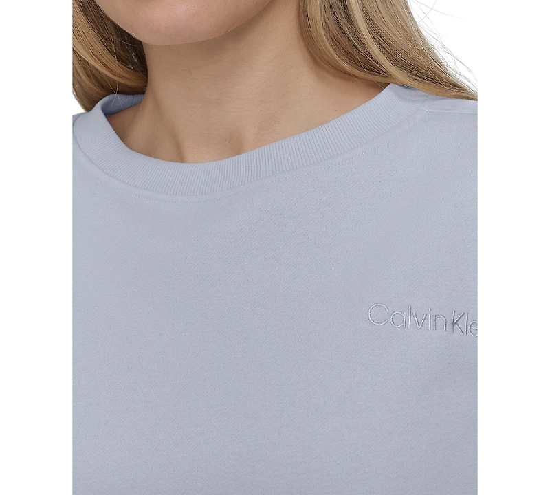 Calvin Klein Women's Logo Fleece Bubble Hem Top