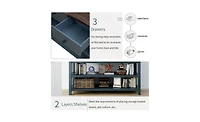 Retro Console Table with Two Open Shelves for Entryway, Living Room or Hallway Decor