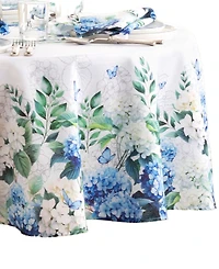 Elrene Hydrangea Bloom Floral Double Border Round Tablecloth, 70" X 70"