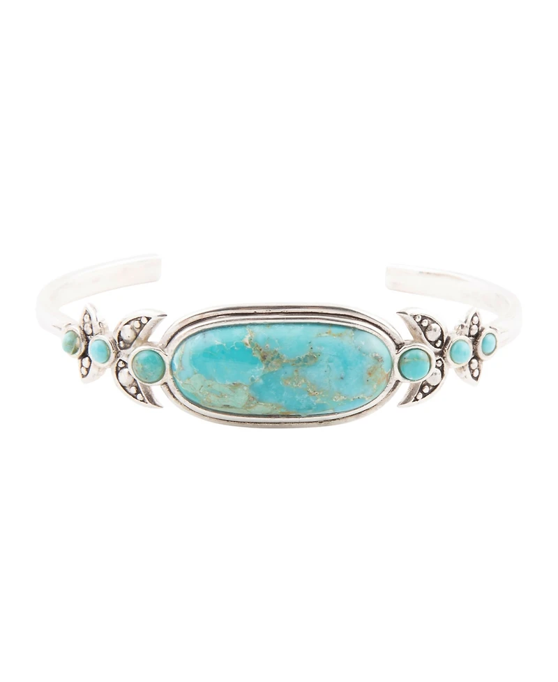 Barse Emile Blue Turquoise Sterling Silver Oval Cuff Bracelet
