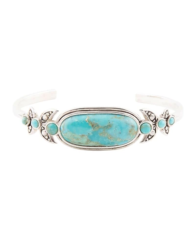 Barse Emile Blue Turquoise Sterling Silver Oval Cuff Bracelet