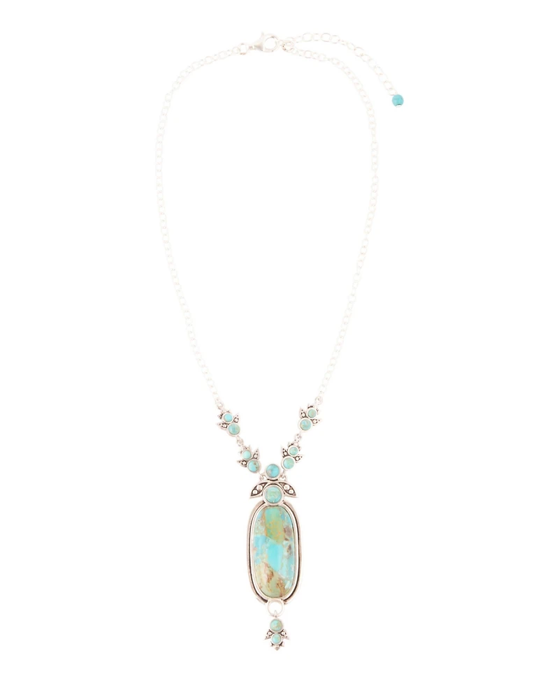 Barse Emile Sterling Silver and Blue Turquoise Abstract Pendant Necklace