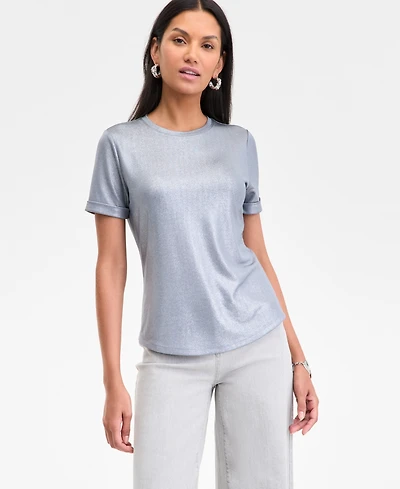I.n.c. International Concepts Women's Foil T-Shirt, Exclusively at Macy's
