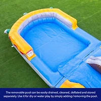 Herokiddo T-Rex 18' Water Slide with Detachable Pool & Air Blower, Tall Seating Height, Commercial Grade, 100% Pvc Vinyl, Summer Fun, Outdoor Play, Bl