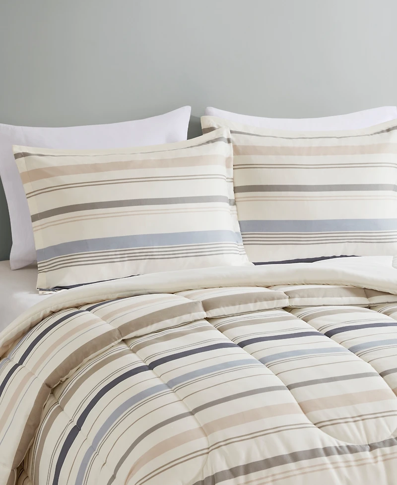 Addison Park Noah Stripe Reversible Printed 3-Pc. Comforter Sets, Exclusively at Macys