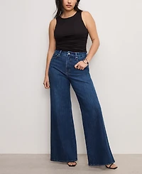 Good American Women's Crewneck Ruched-Front Stretch Top