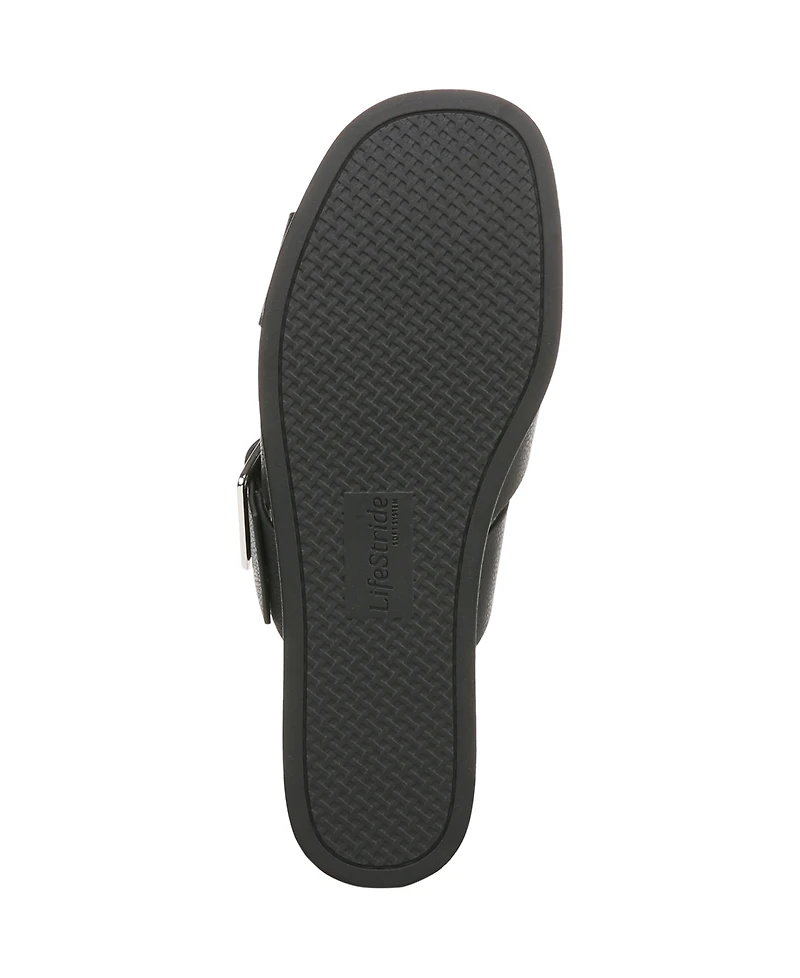 LifeStride Women's Getaway Open Square Toe Platform Slide Sandals