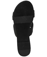 Dv Dolce Vita Women's Geeya Raffia Criss Cross Strap Flat Slide Sandals