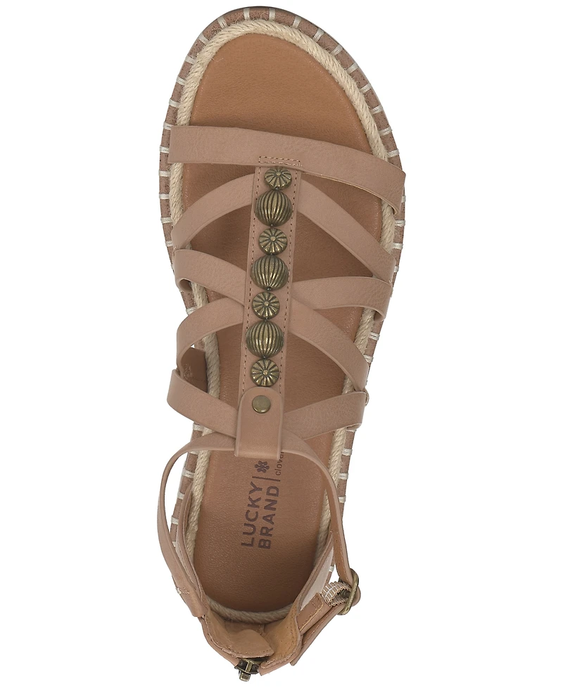 Lucky Brand Women's Korina Embellished Strappy Gladiator Flat Sandals