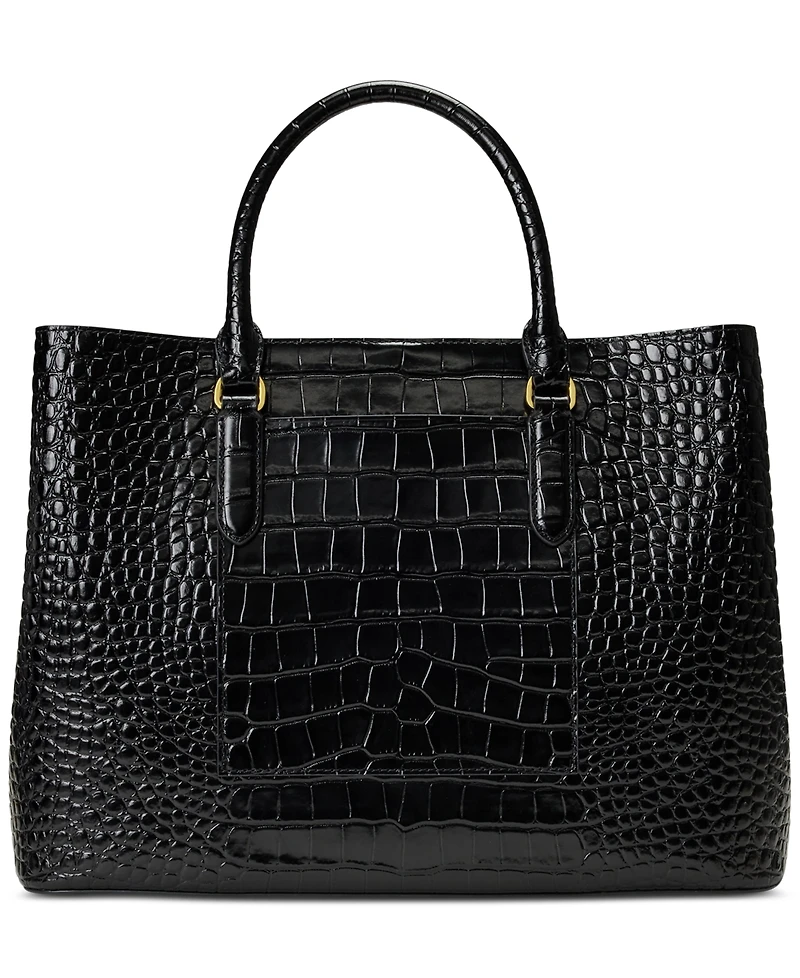 Lauren Ralph Marcy Large Embossed Leather Satchel