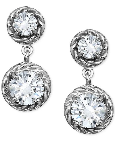 Giani Bernini Cubic Zirconia Rope Frame Double Drop Earrings in 18k Gold-Plated Sterling Silver, Exclusively at Macy's