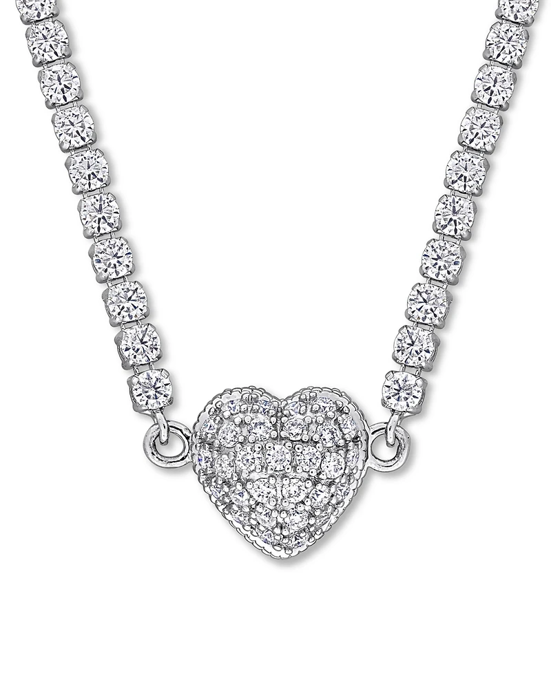 Macy's Moissanite Heart Pendant 17" Necklace (10-5/8 ct. t.w.) in Sterling Silver