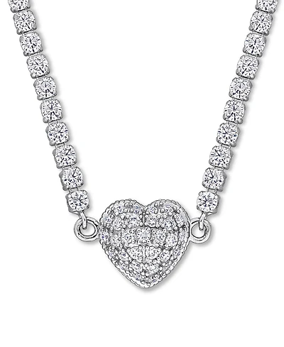 Macy's Moissanite Heart Pendant 17" Necklace (10-5/8 ct. t.w.) in Sterling Silver