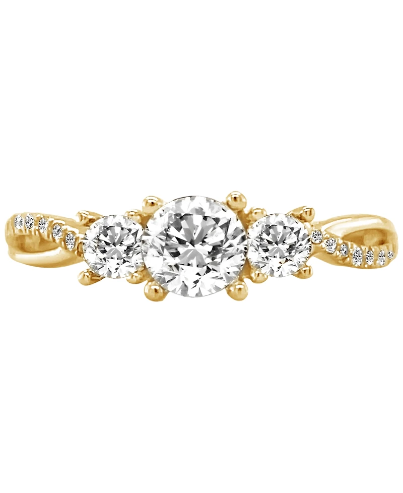 Diamond Three Stone Twist Shank Ring (1 ct. t.w.) in 14k Gold